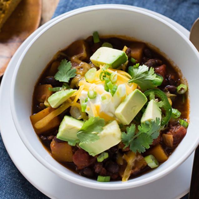 Slow cooker butternut squash chili with porter