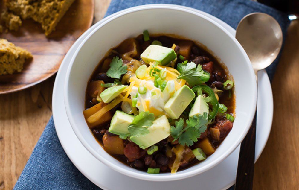 Slow cooker butternut squash chili with porter