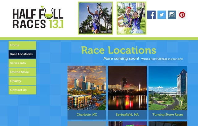 Screenshot of Half Full Races Web Site