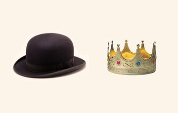 a crown and a business hat