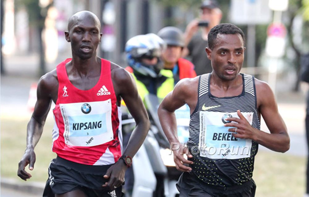 Kenenisa Bekele and Wilson Kipsang at the 2016 Berlin Marathon