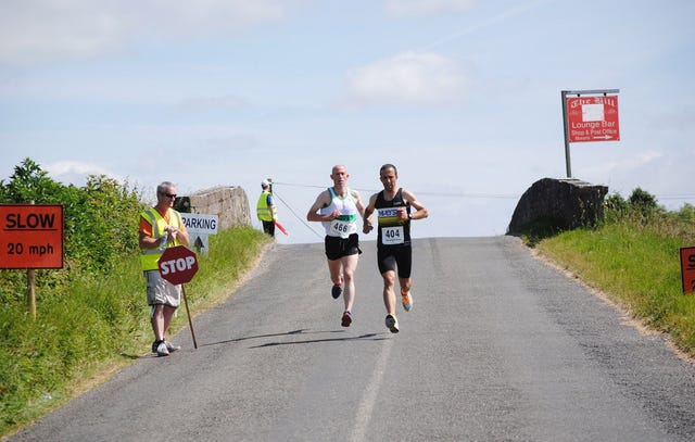 Running downhill.
