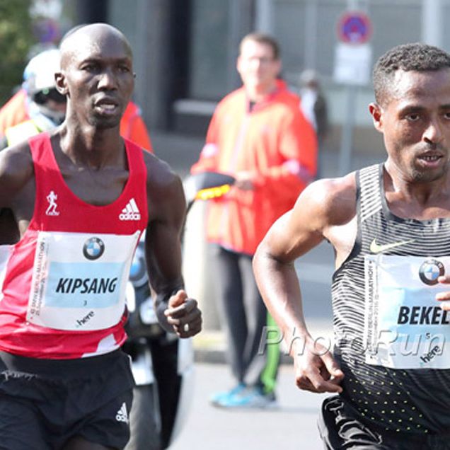 Bekele and Kipsang at the 2016 Berlin Marathon.