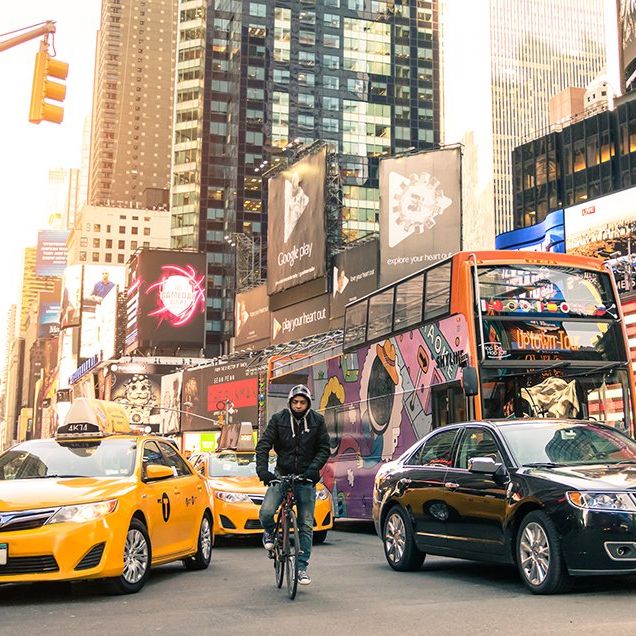 cyclist riding in New York City
