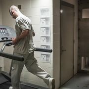 Keith Giroux, running on his treadmill.