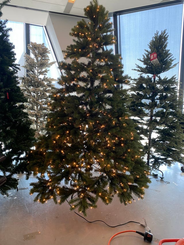 artificial christmas trees in the gh lab