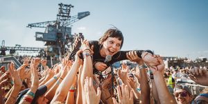 People, Crowd, Spring break, Yellow, Summer, Fun, Tourism, Event, Hand, Festival, 