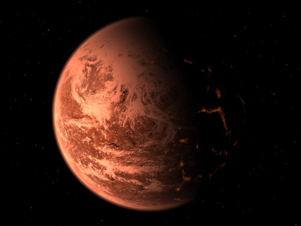 depiction of an exoplanet, gliese 876 d