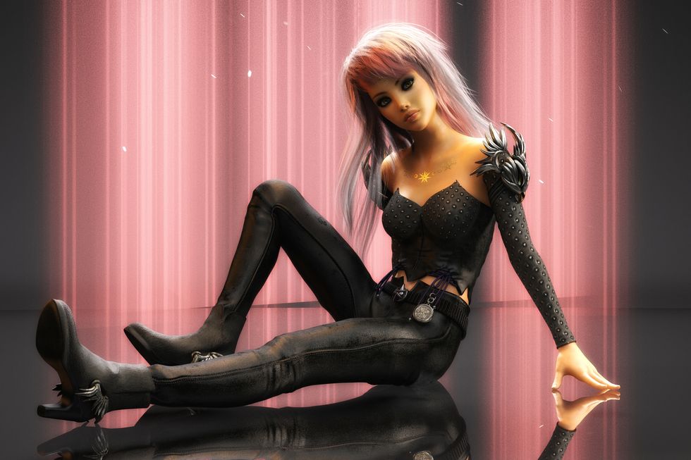 artistic 3d illustration of a science fiction female