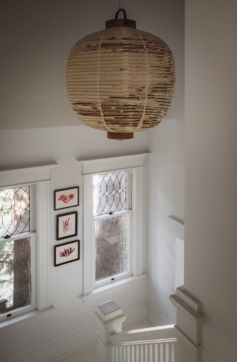 stairwell with pendant light
