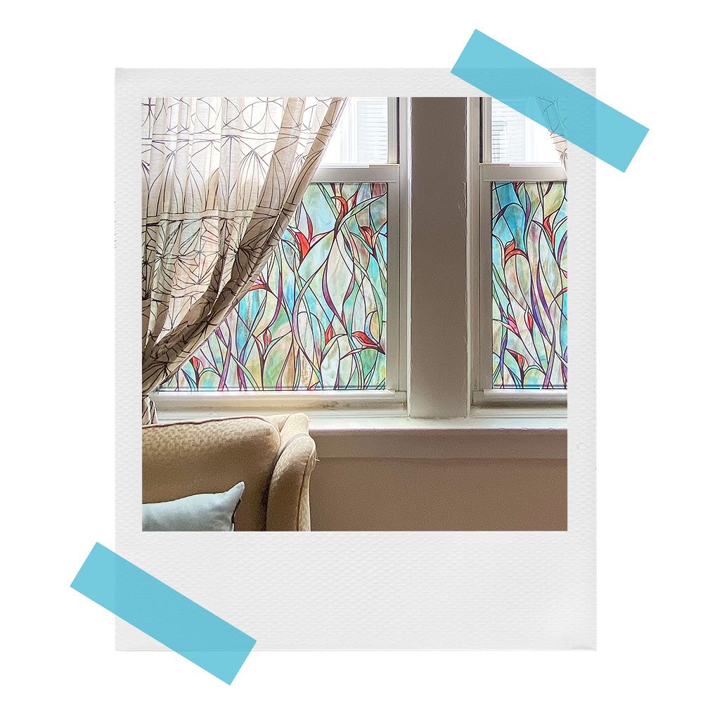 artscape stained glass window film on living room windows