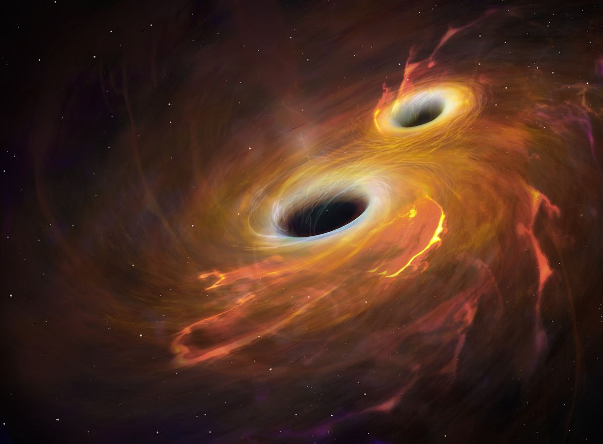 Artwork of Black Holes Merging, illustration