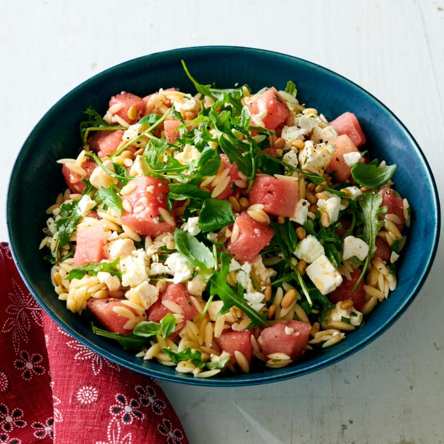 arugula recipes watermelon feta orzo salad