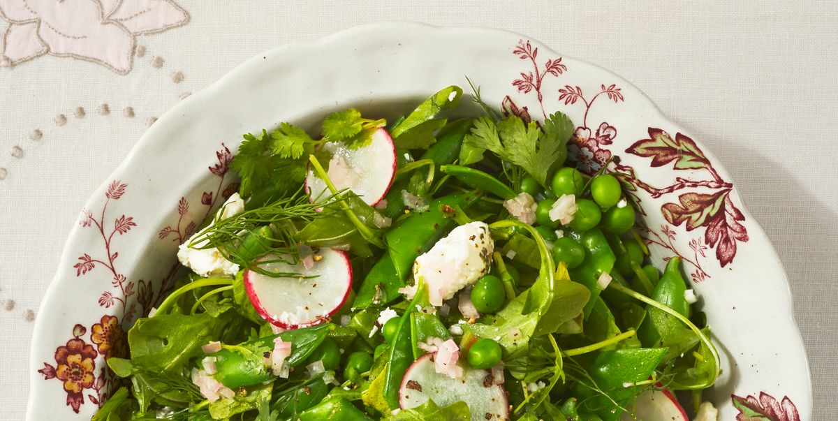 sugar snap pea salad with radishes, feta and arugula - With Spice