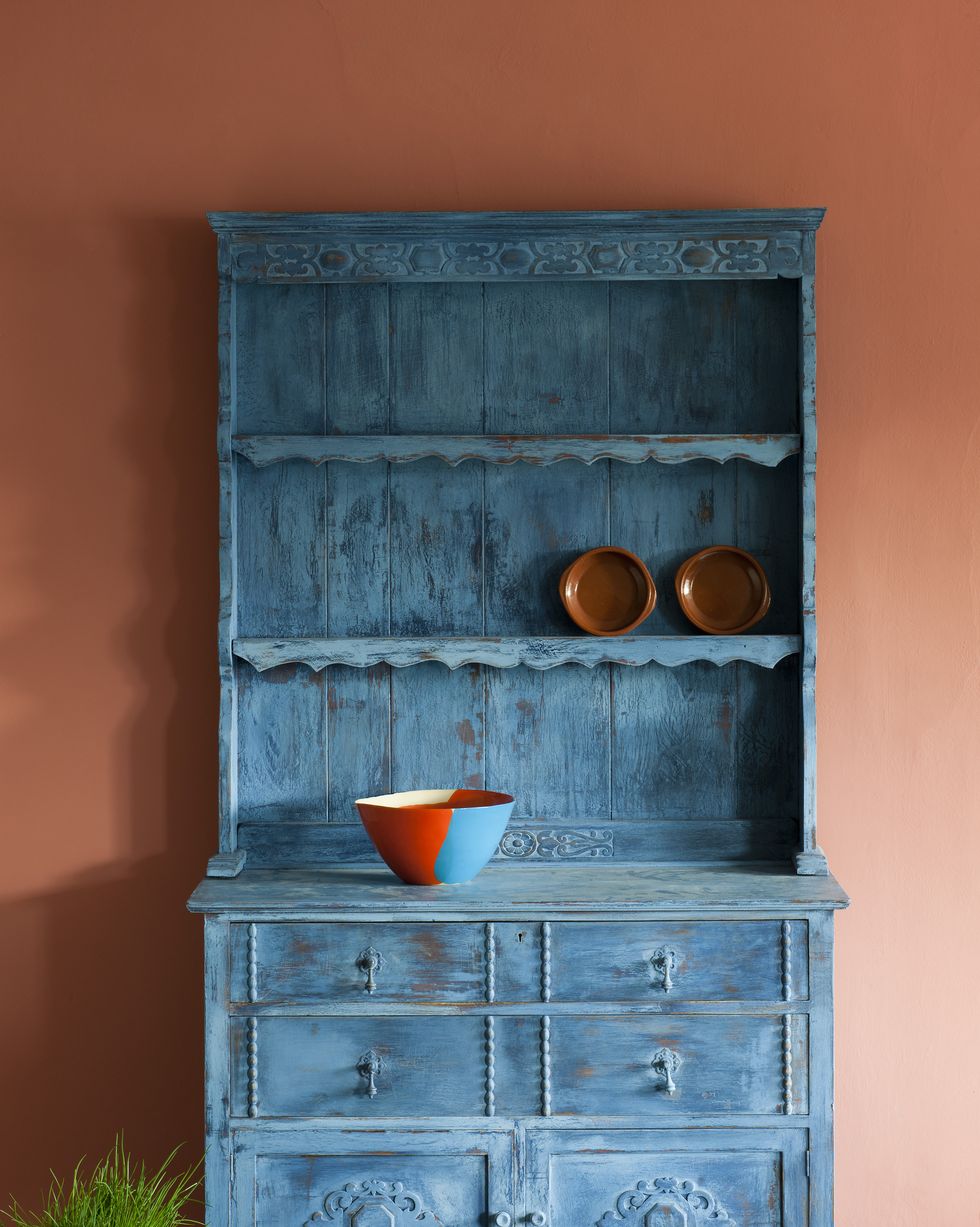 Blue, Furniture, Chest of drawers, Shelf, Hutch, Drawer, Chiffonier, Cupboard, Orange, Sideboard, 