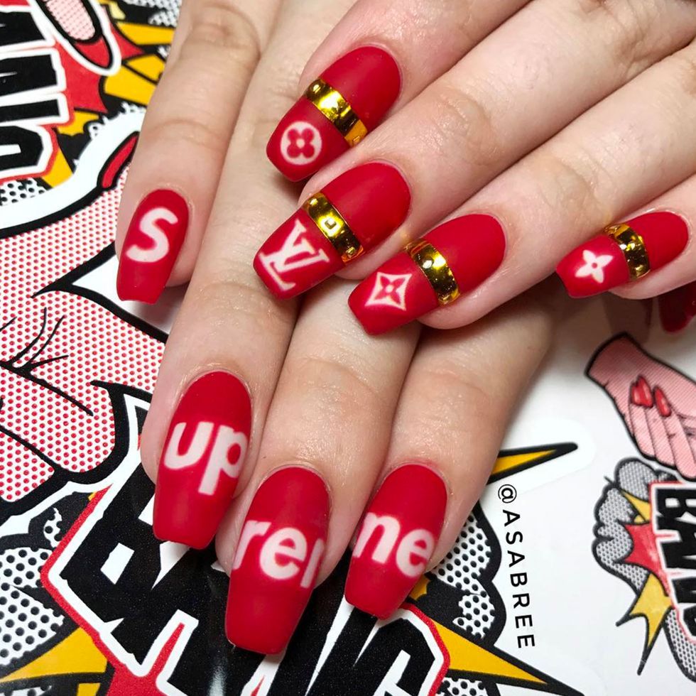 red louis vuitton nails