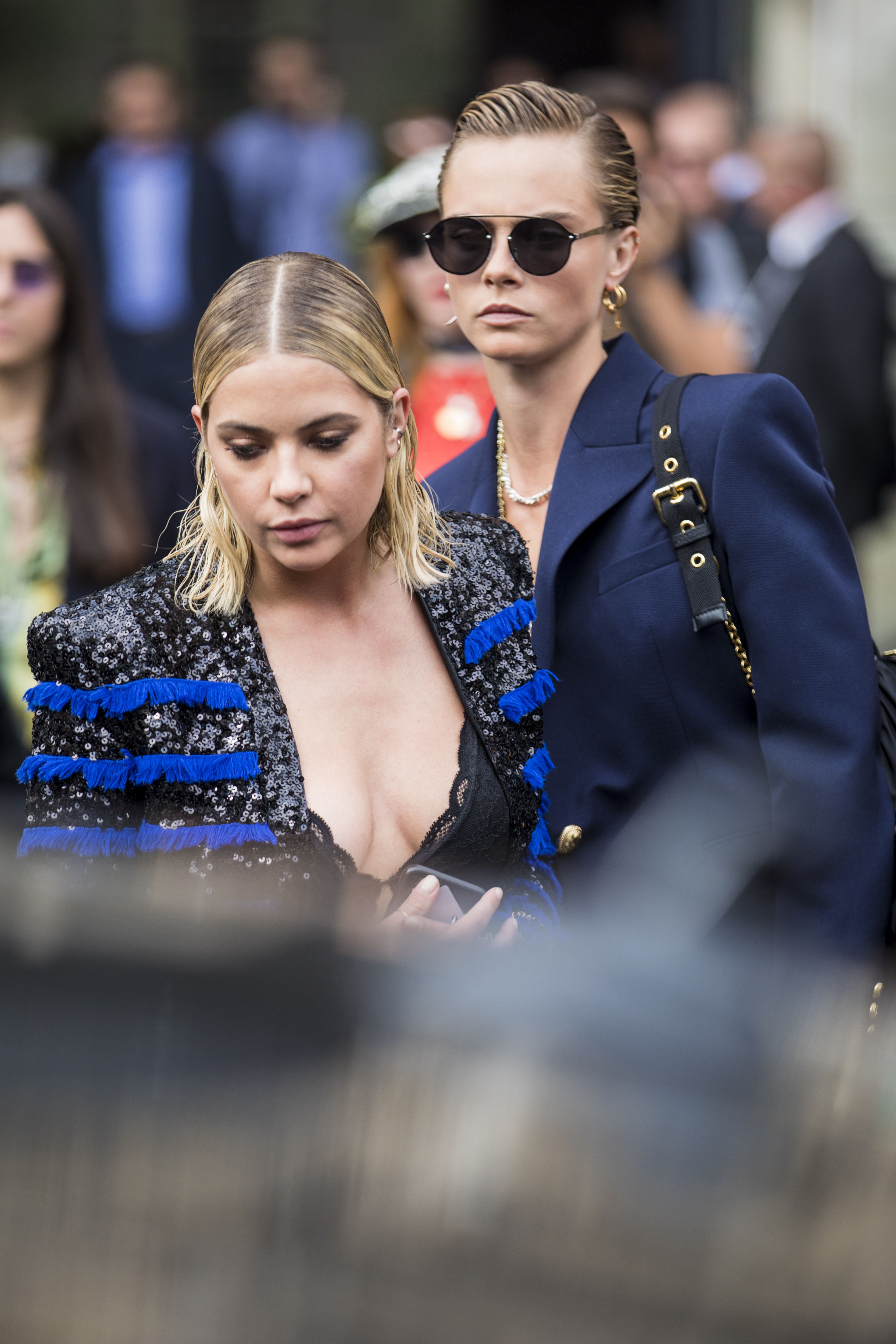 Cara Delevingne and Ashley Benson Attend Paris Fashion Week Together