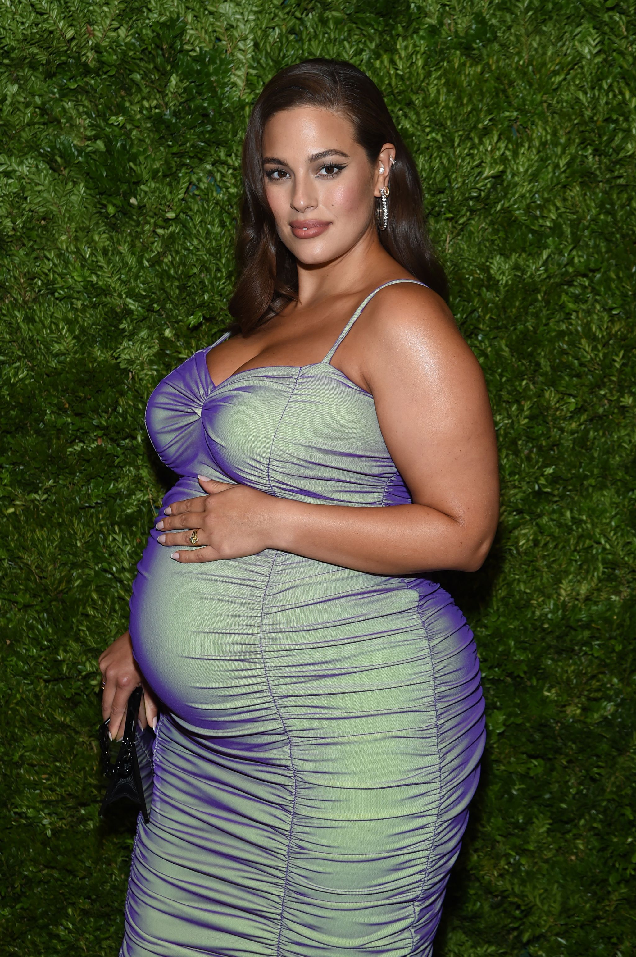 Pregnant Ashley Graham Shows Off Her Underwear as She Works Out