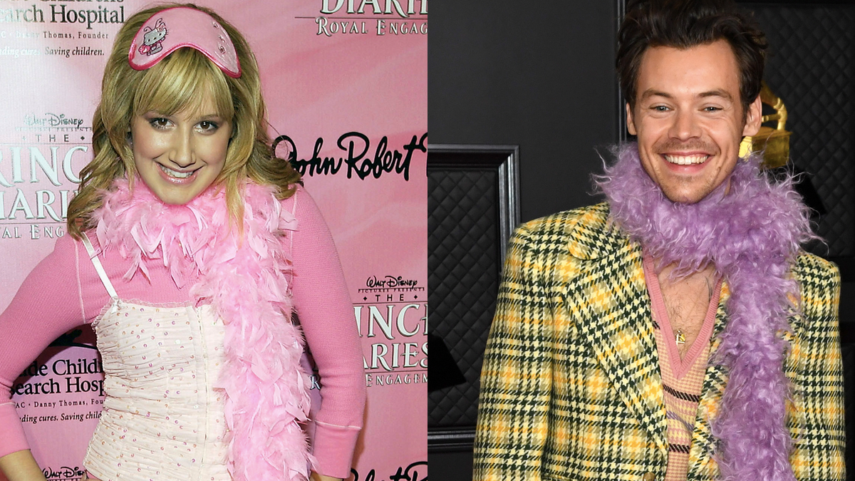 Ashley Tisdale reacts to Harry Styles Grammys outfit meme