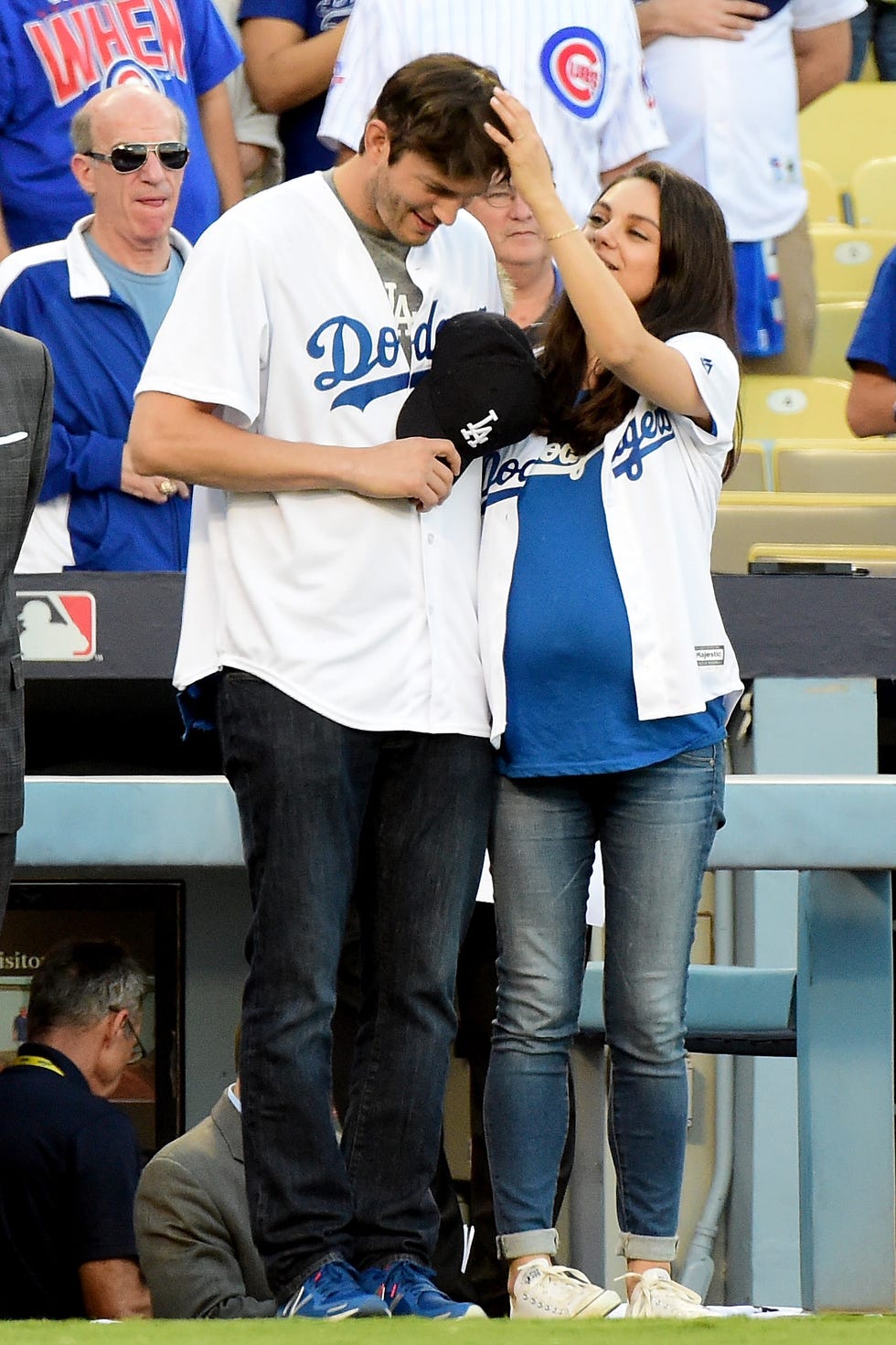 Ashton Kutcher and Mila Kunis Head to Dodgers Game for Date