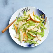 asian pear, celery, and scallion salad with sesame seeds