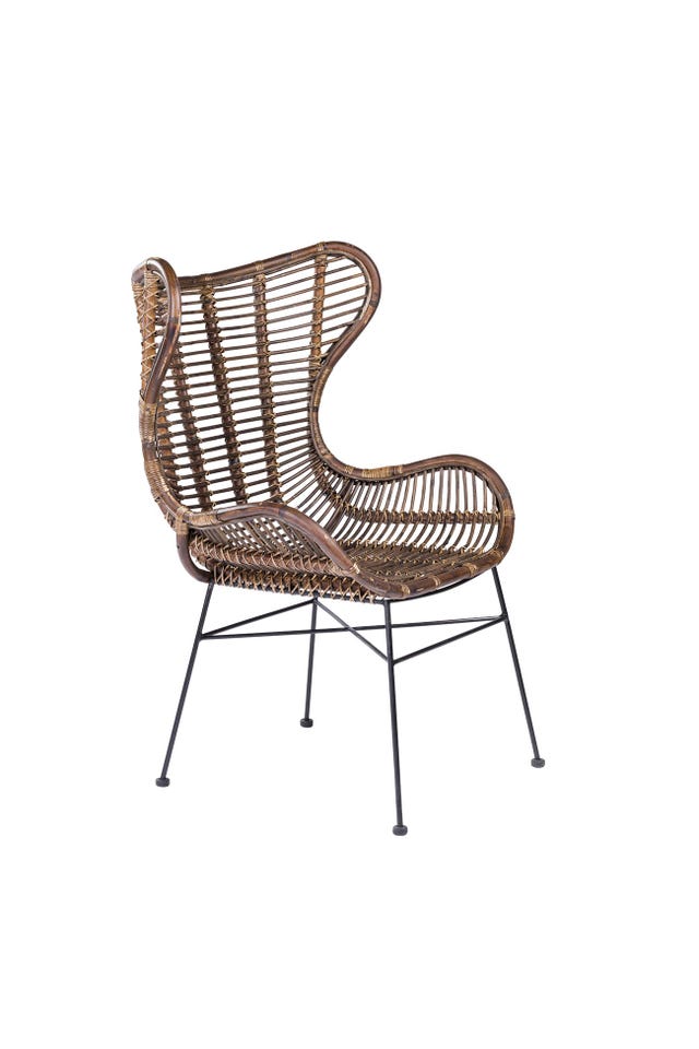 silla lounge de caña y hierro negro