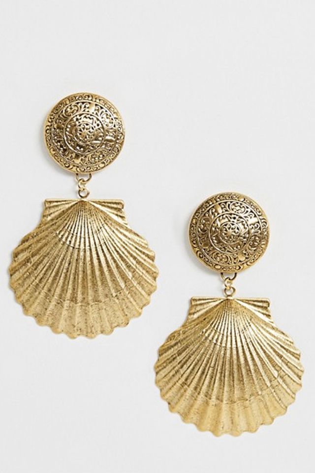 Regal Rose gold plated oversized shell statement earrings
