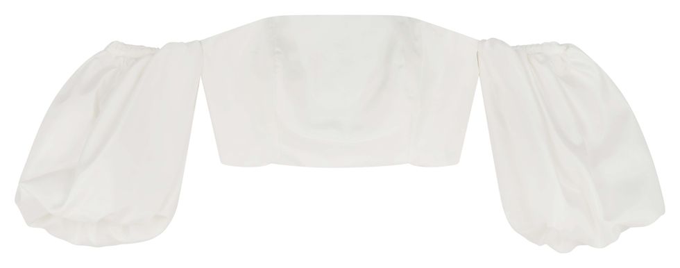 eescote bardot drapeado de color blanco