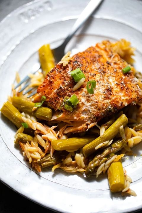 asparagus recipes pan seared salmon with orzo and asparagus