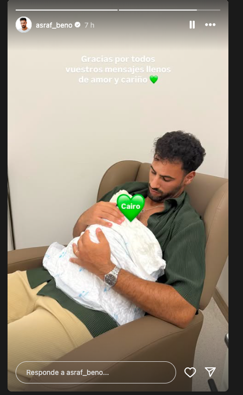 La emoción de Asraf Beno al hacer piel con piel con el pequeño Cairo