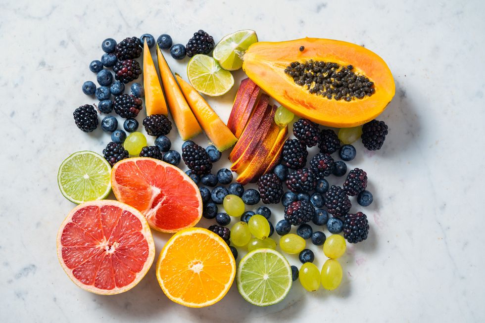 assorted fruits on a marble background