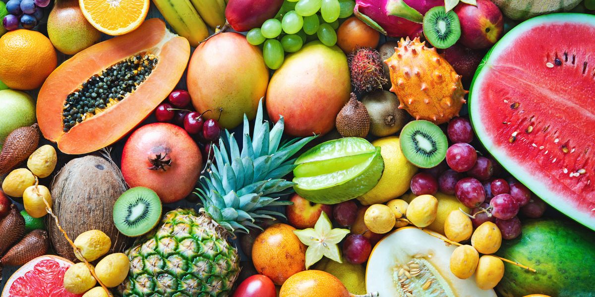 assortment of colorful ripe tropical fruits top royalty free image 995518546