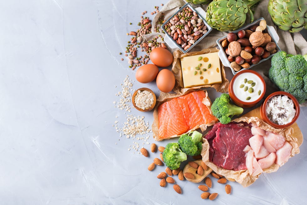 Assortment of healthy protein source and body building food