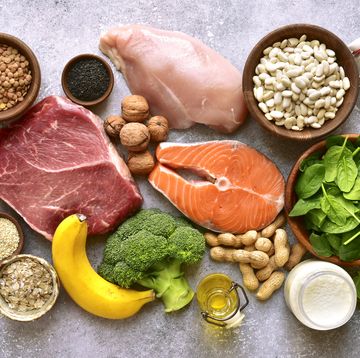 assortment of healthy protein sources and body building food