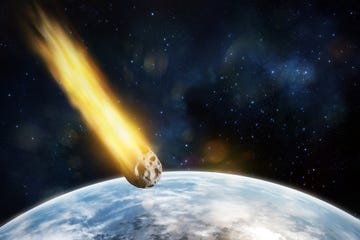 asteroid entering blues planet atmosphere