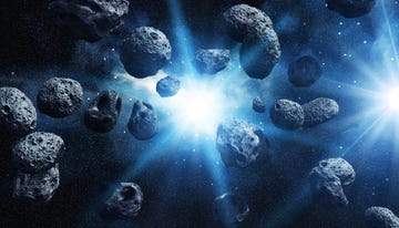 asteroid field in deep space