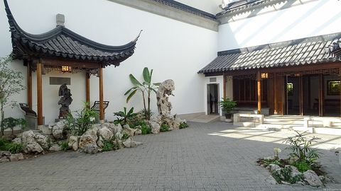 the astor chinese garden court at the metropolitan museum of art in new york