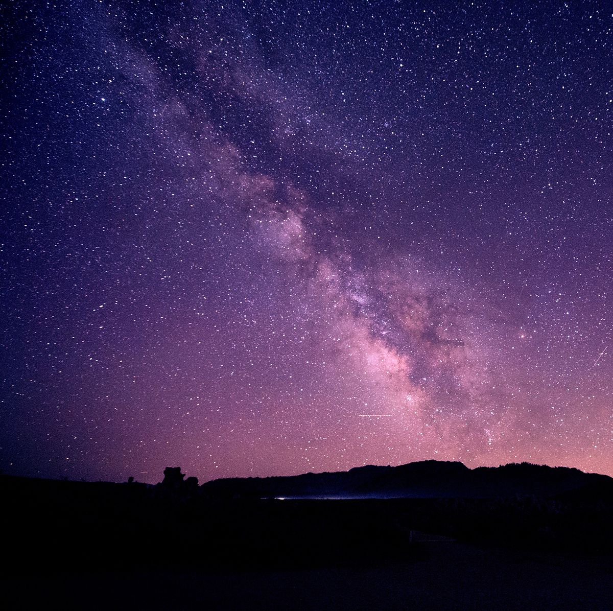 Starry sky at night, mono lake, california, usa