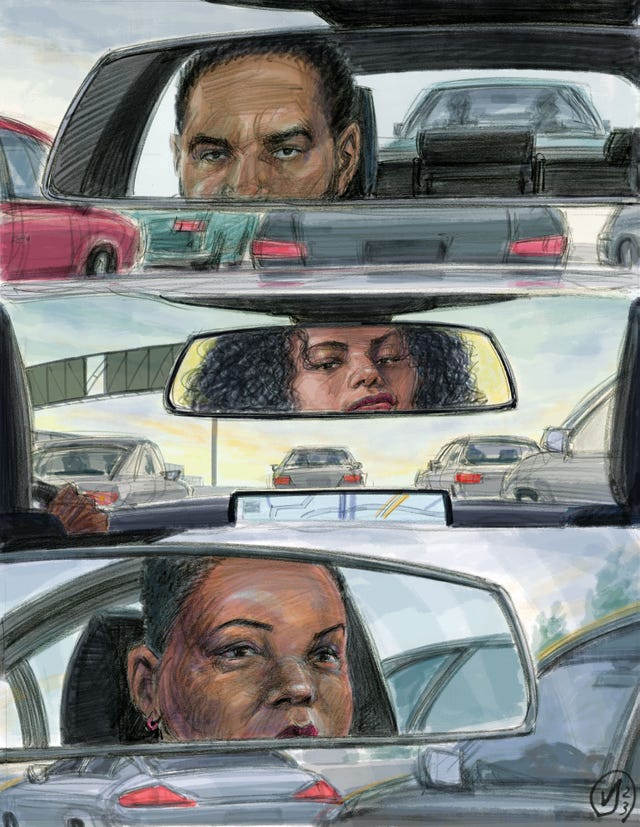 breakdown in the right lane, illustration