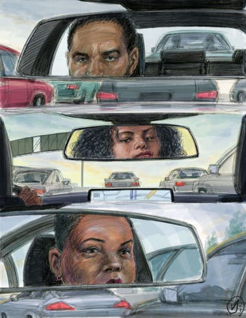 breakdown in the right lane, illustration