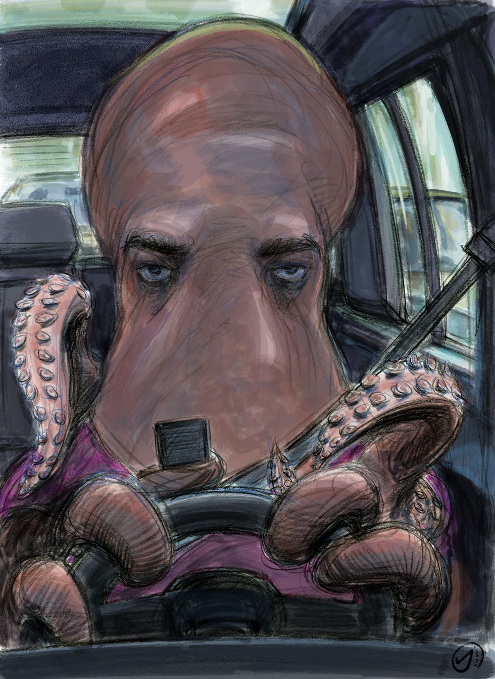 breakdown in the right lane, illustration