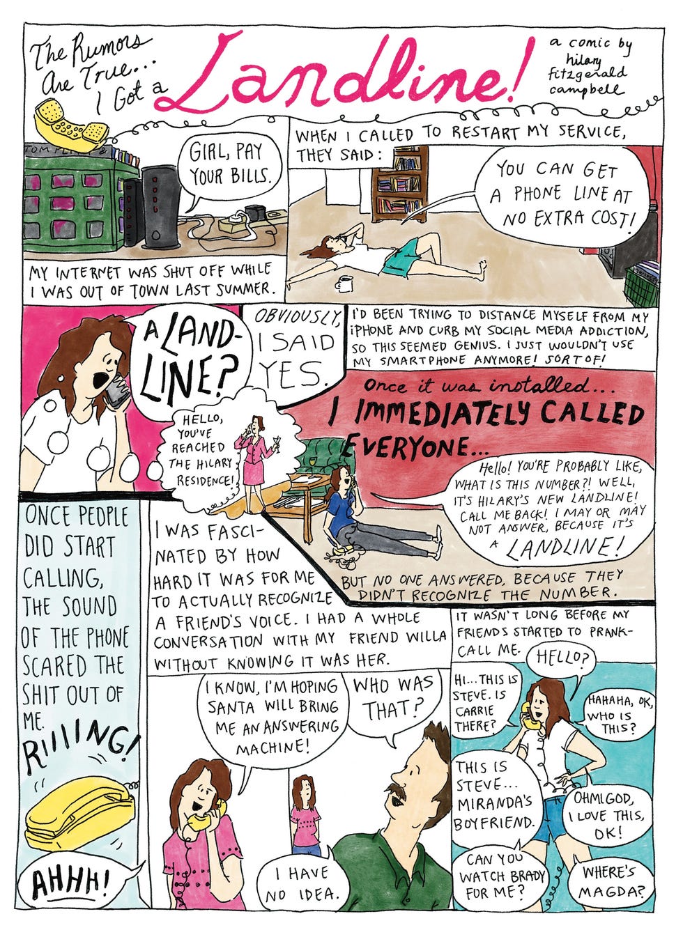 hilary fitzgerald campbell, cartoon, landline