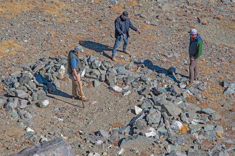 robert bettinger and two archaeologists visit the highest altitude prehistoric village site in north america, which bettinger discovered in 1984