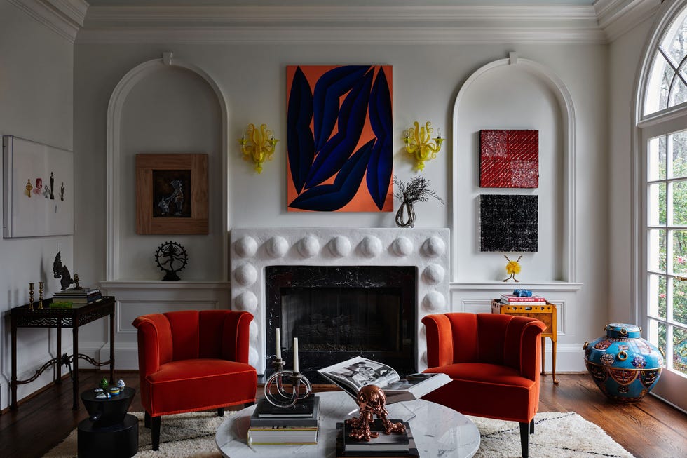 Home, Decor, Design, Interiors a living room with a fireplace