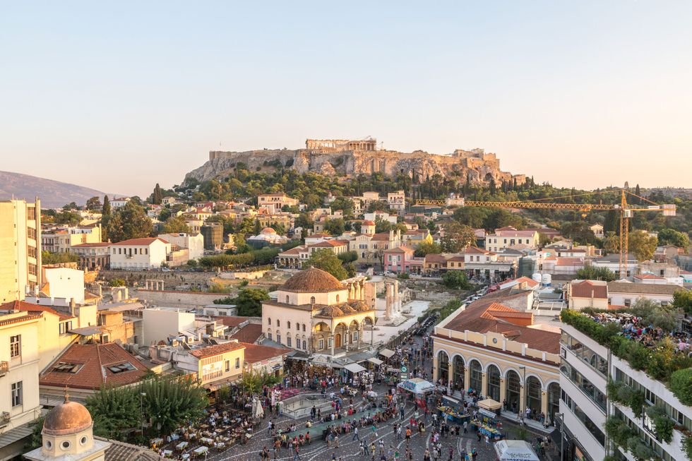 acropolis and monastiraki square athens greece