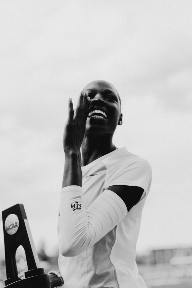 athing mu at the ncaa outdoor track and field championships on june 9, 2021