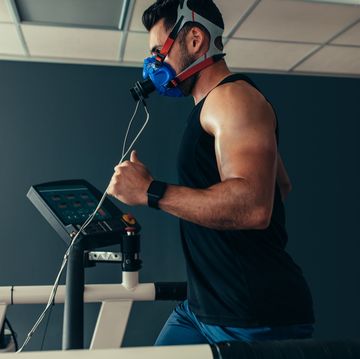 athlete on treadmill at sports science lab