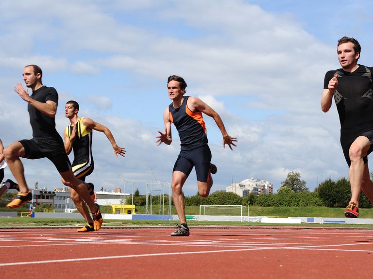 athletes sprinting
