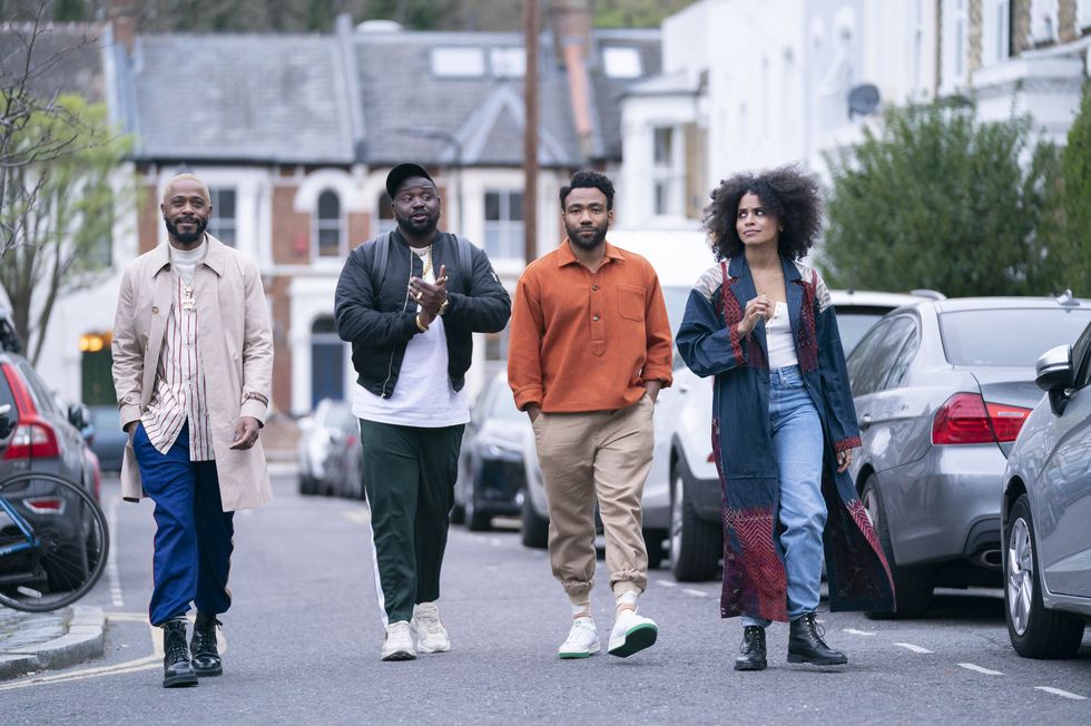 “atlanta”     "the old man and the tree"    season 3, episode 3 airs march 31 pictured l r lakeith stanfield as darius, brian tyree henry as alfred "paper boi" miles, donald glover as earn marks, zazie beetz as van  cr oliver uptonfx