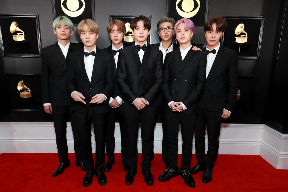 CBS on X: CAN WE TALK ABOUT THESE KINGS?! 💜 @bts_bighit just belongs on  this #GRAMMYs red carpet. Who's look is your fav?   / X